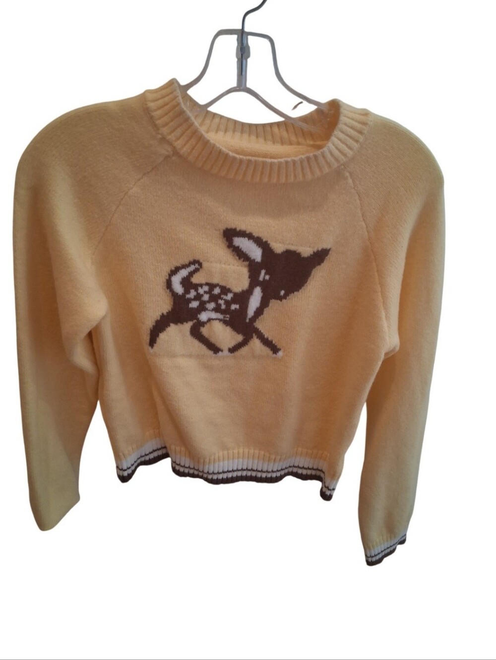 Yellow Fawn Intarsia Crewneck Bambi Sweater - Women